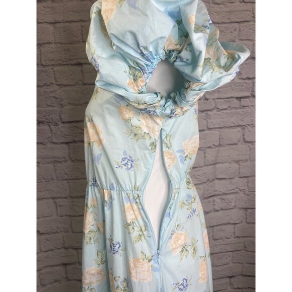 Love Shack Fancy Target Estelle Floral Blue Puff Sleeve Dress Size XS - Picture 5 of 11